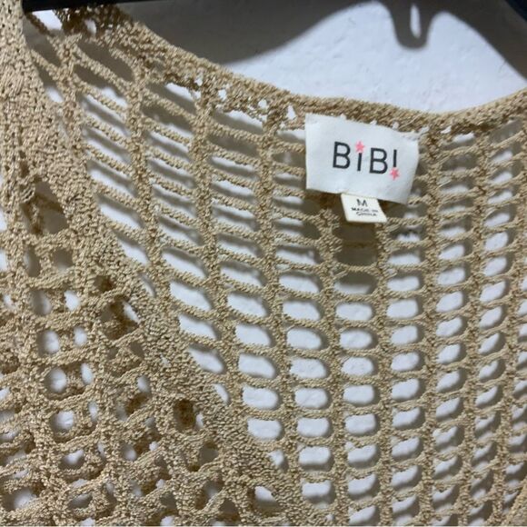 BiBi Crochet  Long Sleeve Shirt Oversized Top size M white bow accent sleeves - Picture 3 of 9